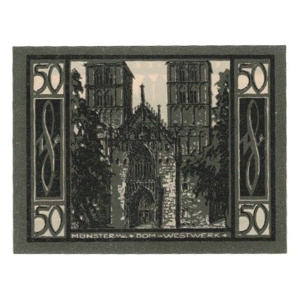 Banknote, Germany, Münster Stadt, 50 Pfennig, Eglise, 1921, 1921-08-01