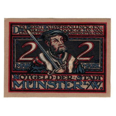 Banknote, Germany, Münster Stadt, 2 Mark, personnage 2, 1921, 1921-08-01