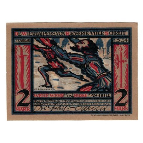 Banknote, Germany, Münster Stadt, 2 Mark, personnage 2, 1921, 1921-08-01