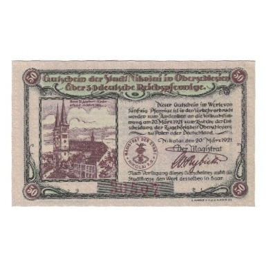 Banknote, Germany, Nikolai Stadt, 50 Pfennig, Batiment, 1921, 1921-03-20