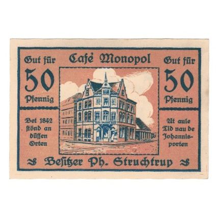 Banknote, Germany, Osnabrück Handelskammer Café Monopol, 50 Pfennig, Batiment