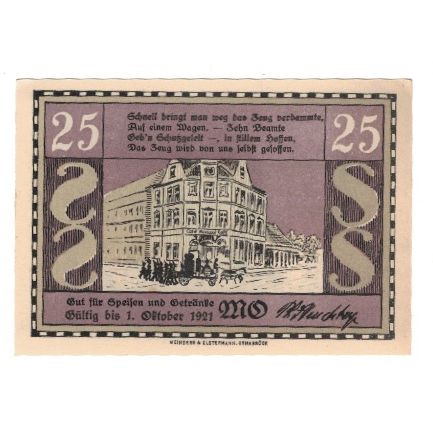 Banknote, Germany, Osnabrück Handelskammer Café Monopol, 25 Pfennig