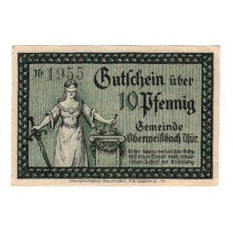 Banknote, Germany, Oberweißbach, Cursdorf Deesbach und Lichtenhain Gemeinden