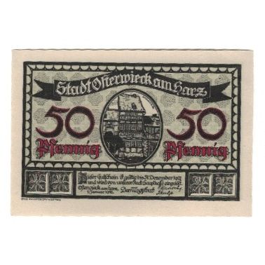 Banknote, Germany, Osterwieck a. Harz Stadt, 50 Pfennig, Texte, 1921