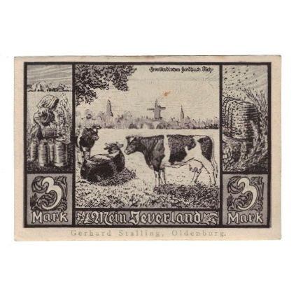 Banknote, Germany, Jever Sparkasse der Stadt, 3 Mark, Vaches, 1922, AU(55-58)