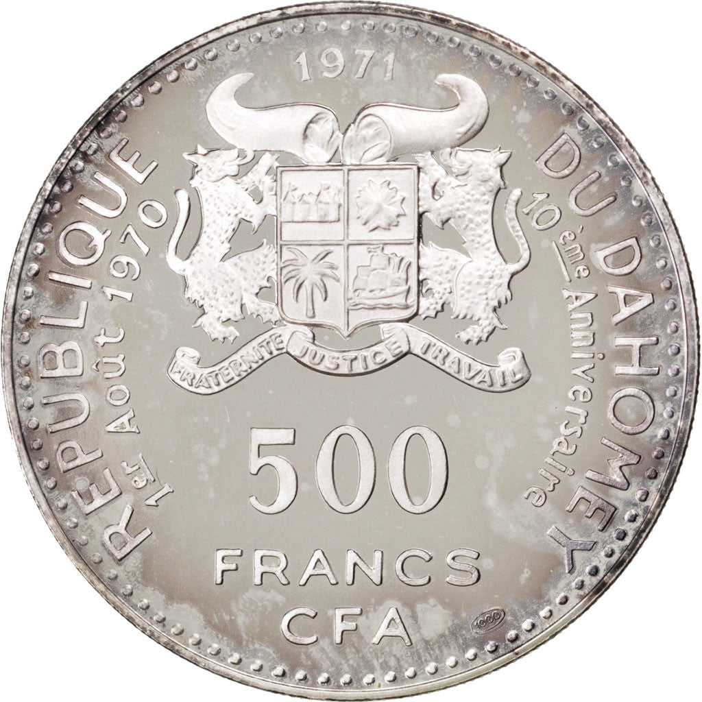 DAHOMEY, 500 Francs, 1971, KM #3.1, MS(63), Silver, 40, 25.37