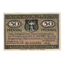 Banknote, Germany, Neidenburg Stadt, 50 Pfennig, paysage, 1920, 1920-09-22