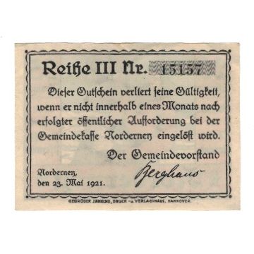 Banknote, Germany, Norderney Gemeinde, 25 Pfennig, Texte, 1921, 1921-05-14