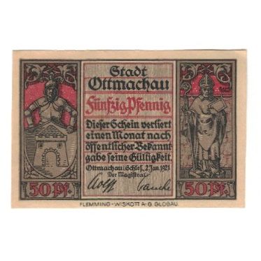 Banknote, Germany, Ottmachau Stadt, 50 Pfennig, paysage, 1921, 1921-01-02