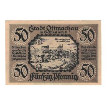Banknote, Germany, Ottmachau Stadt, 50 Pfennig, paysage, 1921, 1921-01-02