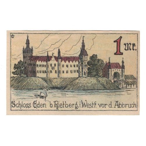 Banknote, Germany, Rietberg Stadt, 1 Mark, paysage, 1921, 1921-05-12, AU(55-58)