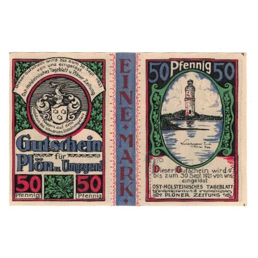 Banknote, Germany, Plön Ost-Holsteinisches Tageblatt und Plöner Zeitung, 1