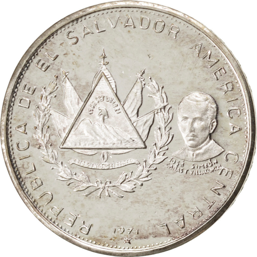 El Savador, 1 Colon, 1971, KM #141, MS(63), Silver, 2.32