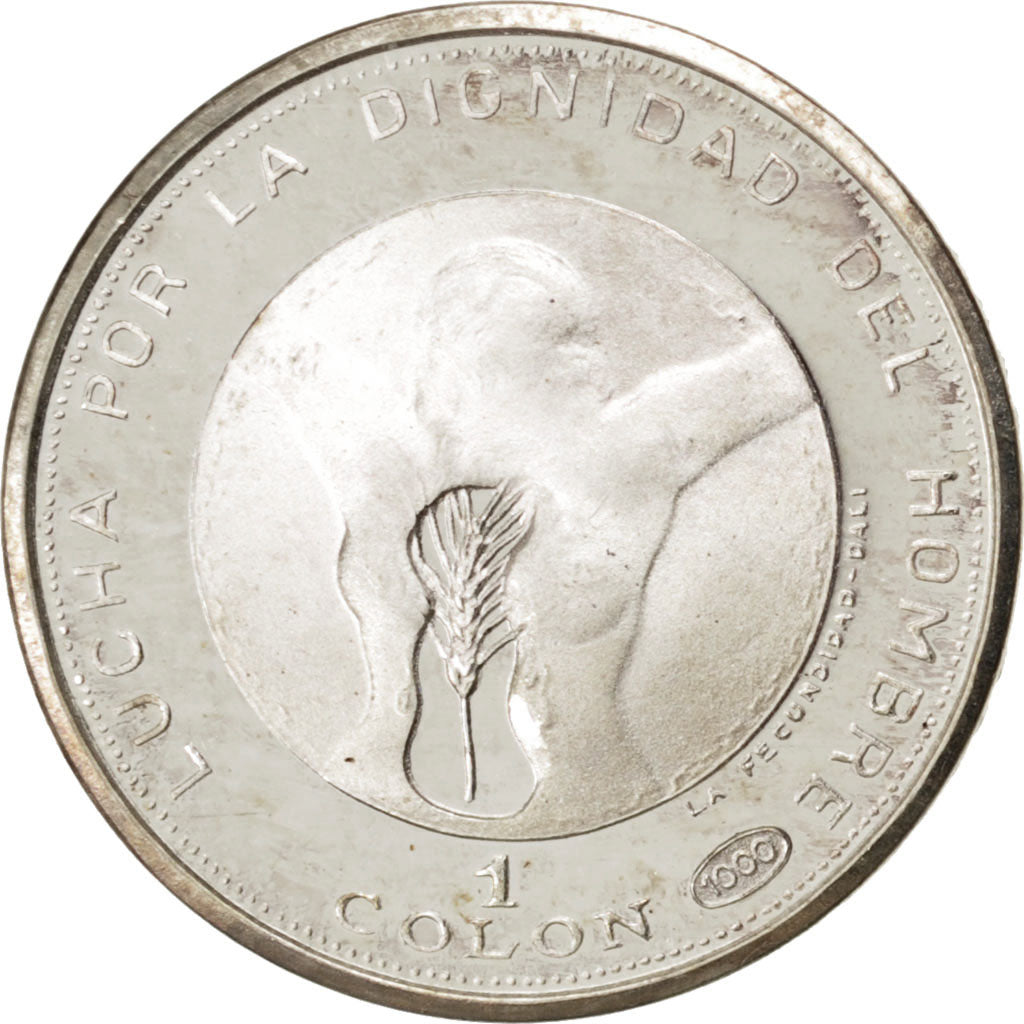 El Savador, 1 Colon, 1971, KM #141, MS(63), Silver, 2.32