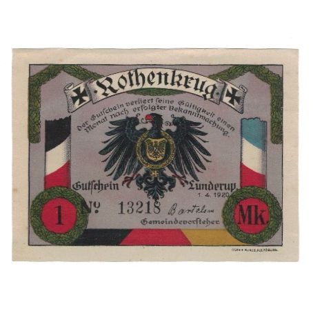Banknote, Germany, Brunde-Rothenkrug Gemeinde, 1 Mark, moulin, 1920, 1920-04-01