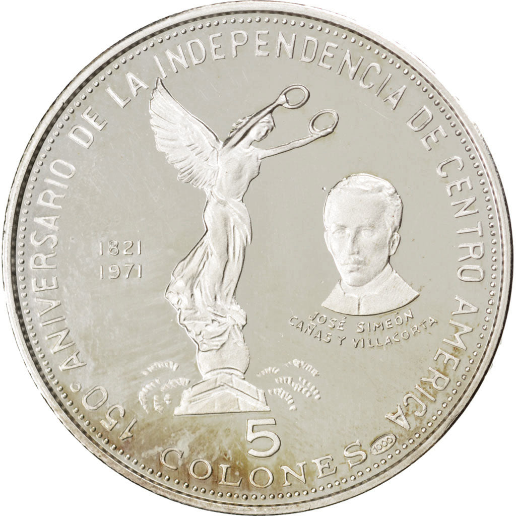 EL SALVADOR, 5 Colones, 1971, KM #142, MS(63), Silver, 11.42