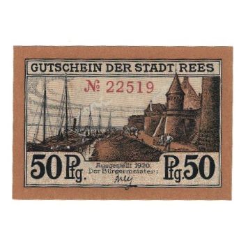 Banconote, Germania, Rees Stadt, 50 Pfennig, paysage, 1922, 1922-04-01, SPL-