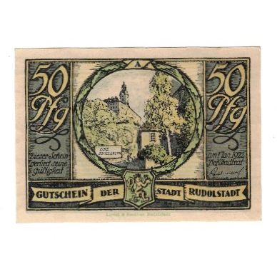 Billet, Allemagne, Rudolstadt Stadt, 50 Pfennig, personnage, 1922, 1922-01-01