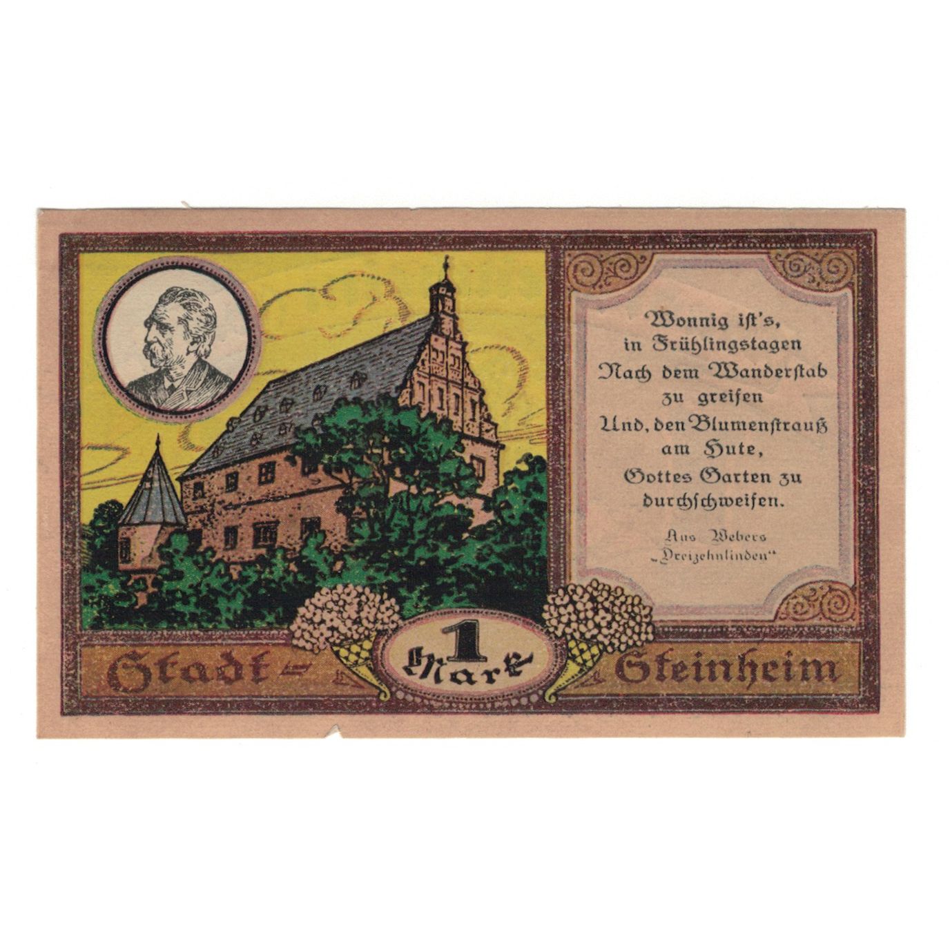 Banknote, Germany, Steinheim Stadt, 1 Mark, Maison, 1921, 1921-03-18, AU(55-58)