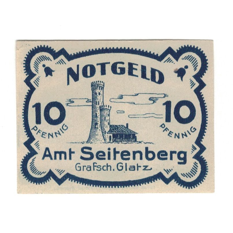 Banknote, Germany, Seitenberg Grafsch Glatz Amt, 10 Pfennig, Batiment, undated