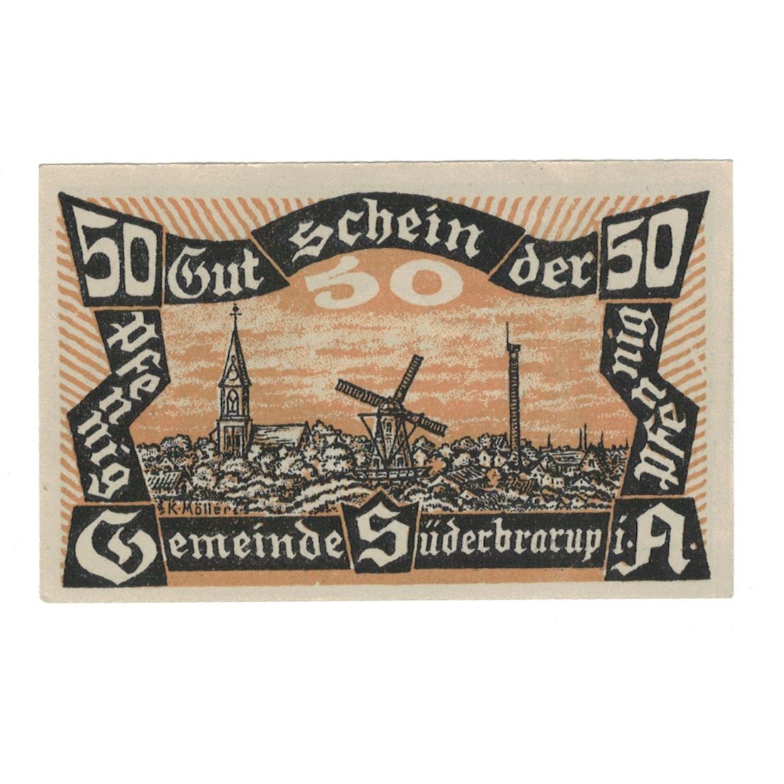 Banknote, Germany, Süderbrarup Gemeinde, 50 Pfennig, paysage, 1920, AU(55-58)