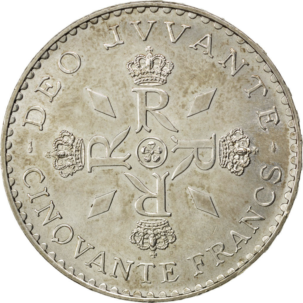 MONACO, 50 Francs, 1974, KM #152.1, MS(63), Silver, 41, Gadoury #162, 30.00