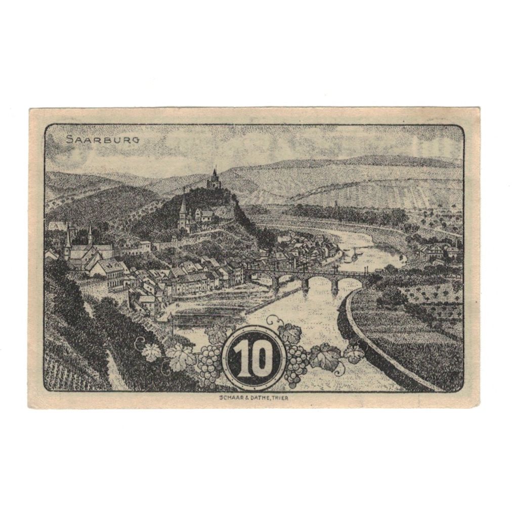 Banknote, Germany, Saarburg Stadt, 10 Pfennig, paysage, 1920, 1920-07-01