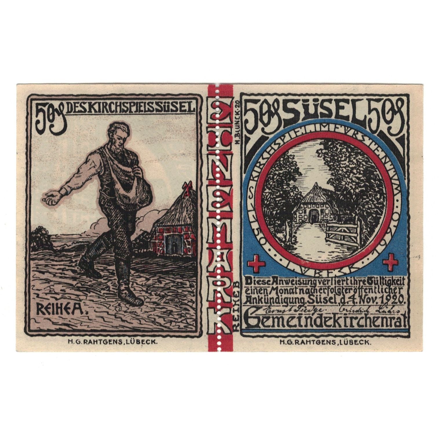 Banknote, Germany, Süsel Kirchspiel, 1 Mark, Batiment, 1920, 1920-11-04