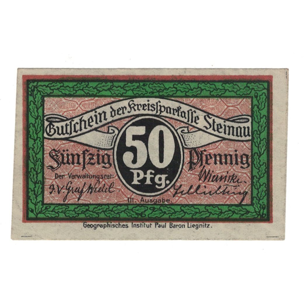 Geldschein, Deutschland, Steinau a. Oder Kreissparkasse, 50 Pfennig, Batiment