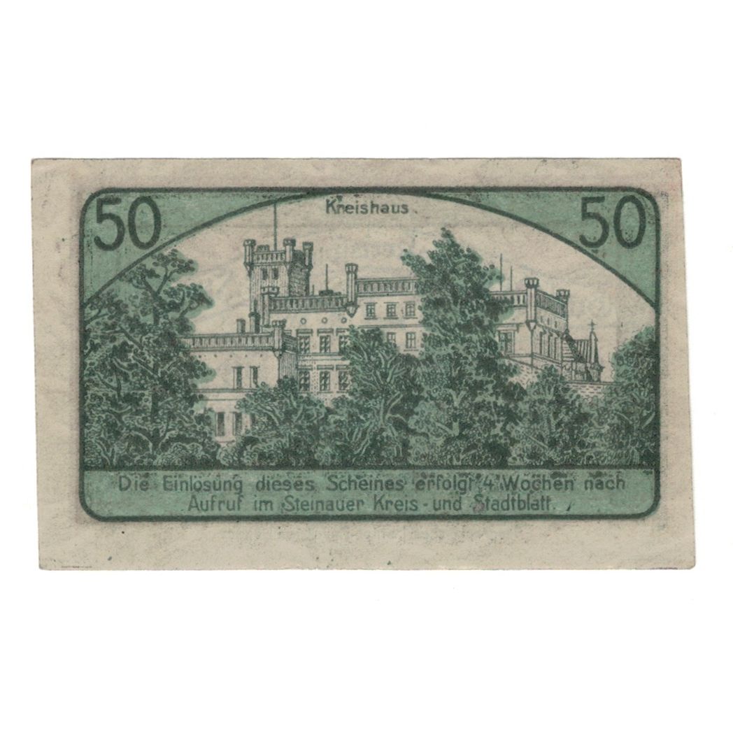 Geldschein, Deutschland, Steinau a. Oder Kreissparkasse, 50 Pfennig, Batiment