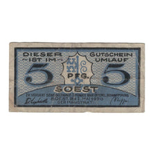 Nota, Alemanha, Soest Stadt, 5 Pfennig, paysage, 1920, 1920-05-01, VF(30-35)