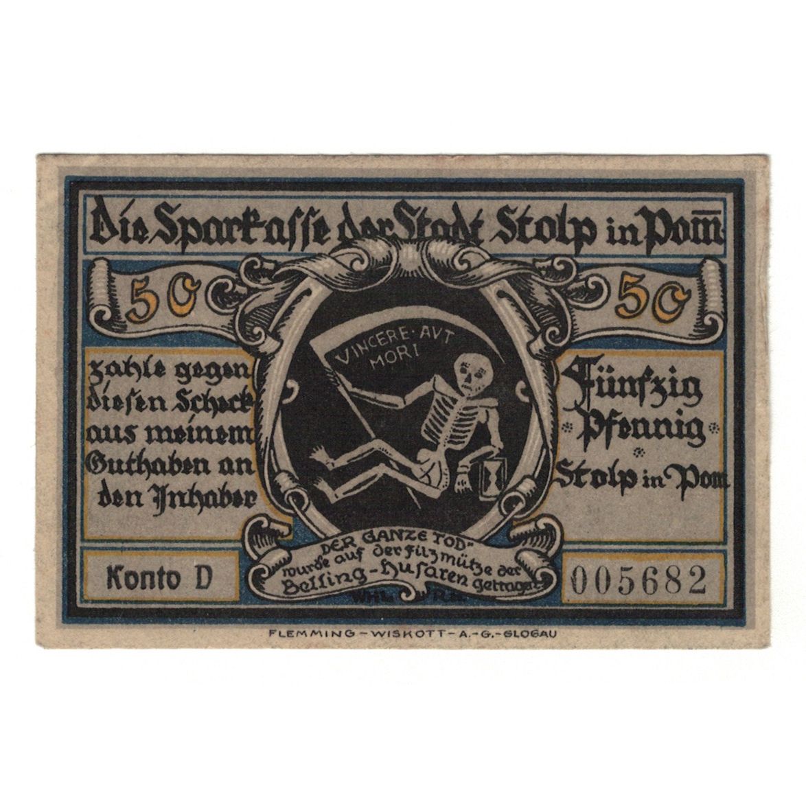 Banknote, Germany, Stolp Sparkasse der Stadt, 50 Pfennig, cavalier, 1922