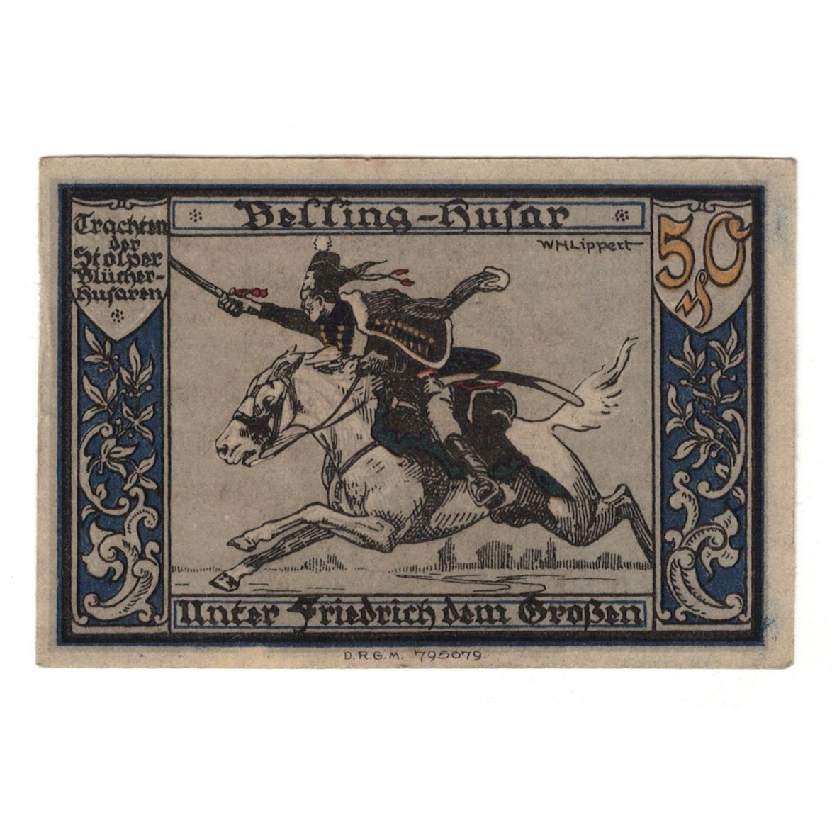 Banknote, Germany, Stolp Sparkasse der Stadt, 50 Pfennig, cavalier, 1922