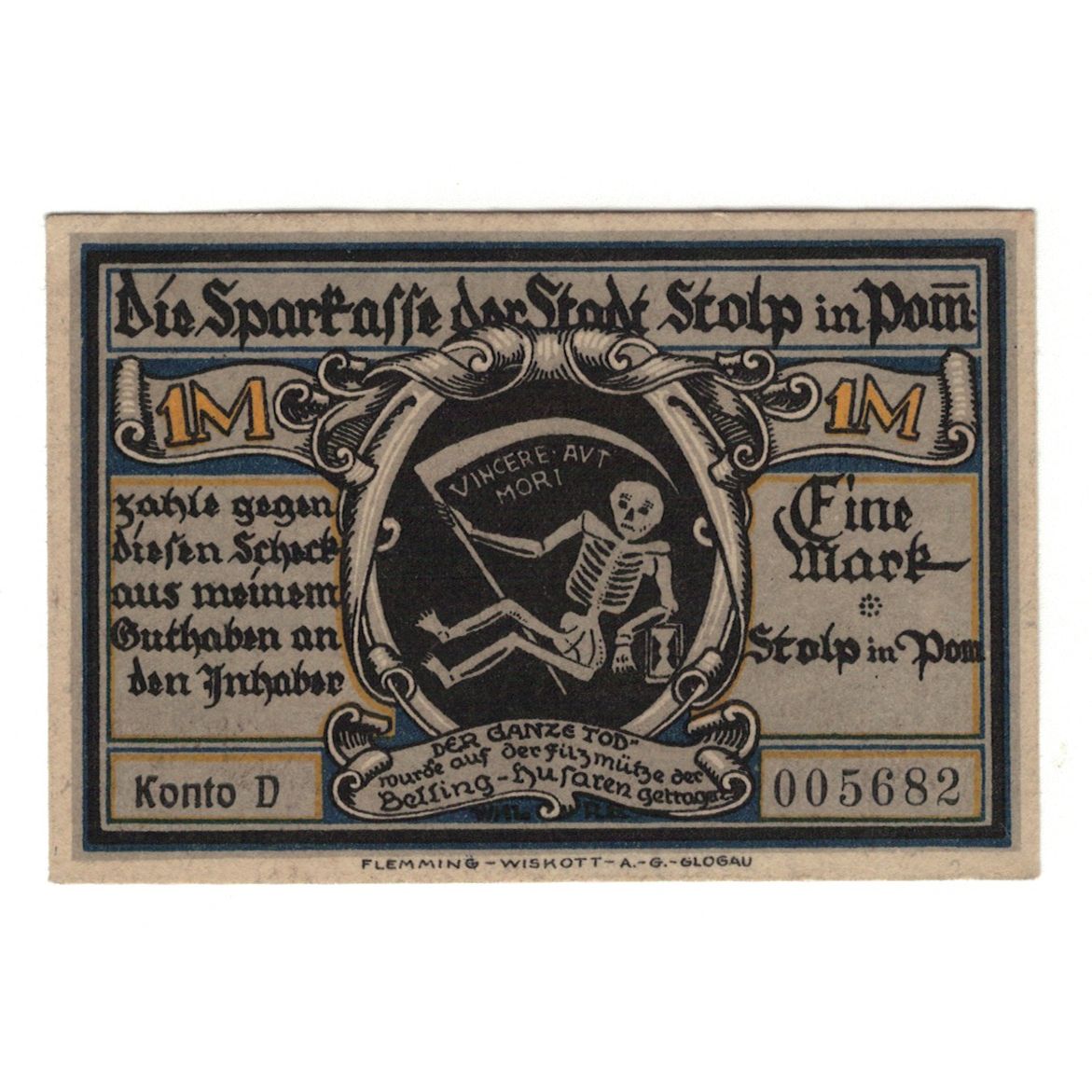 Banknote, Germany, Stolp Sparkasse der Stadt, 1 Mark, cavalier, 1922, AU(55-58)