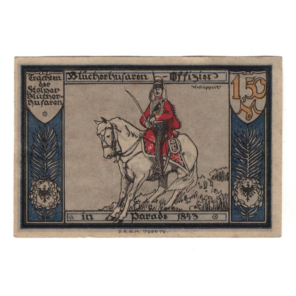 Banknote, Germany, Stolp Sparkasse der Stadt, 1.5 Mark, cavalier, 1922