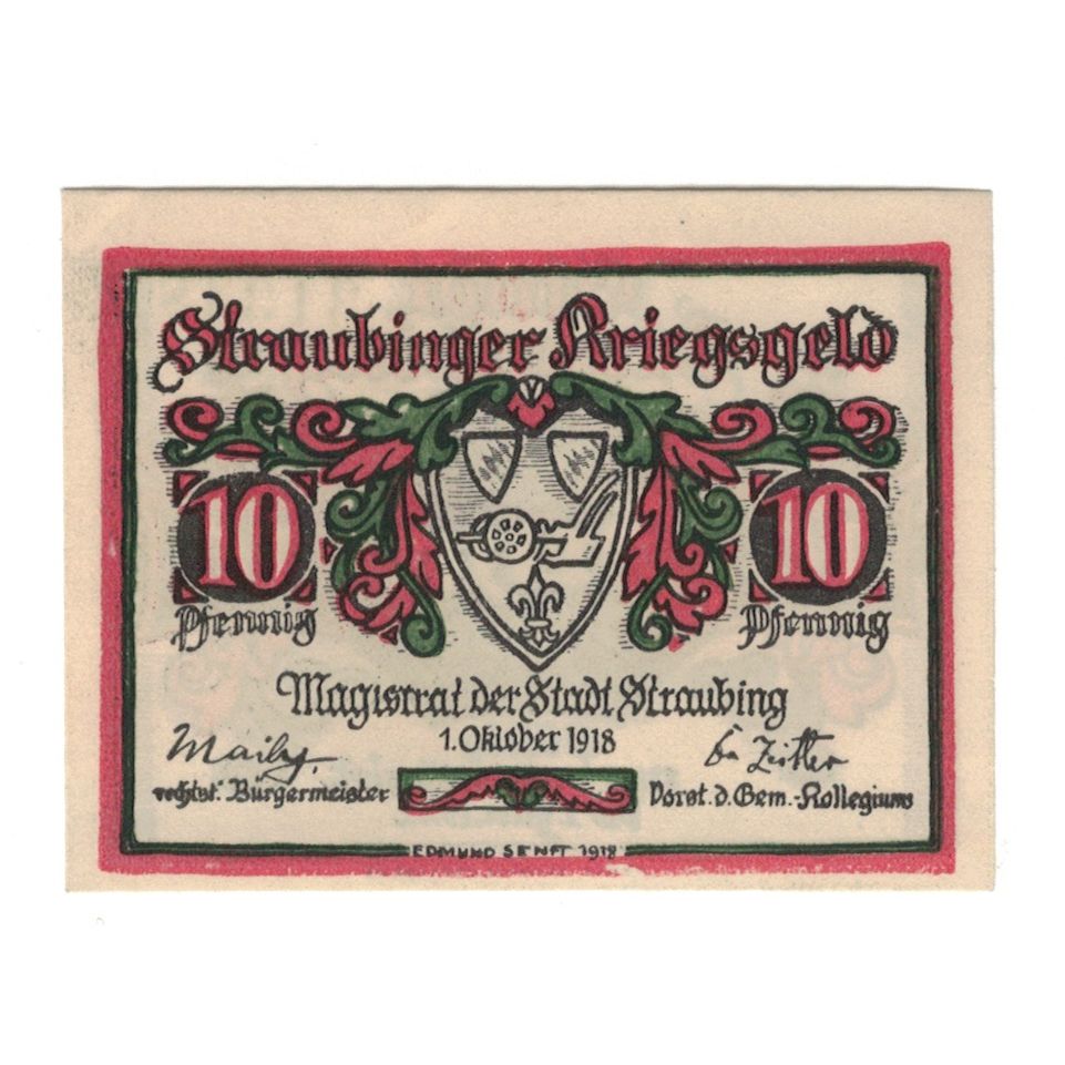 Banknote, Germany, Straubing Stadt, 10 Pfennig, valeur faciale, 1921