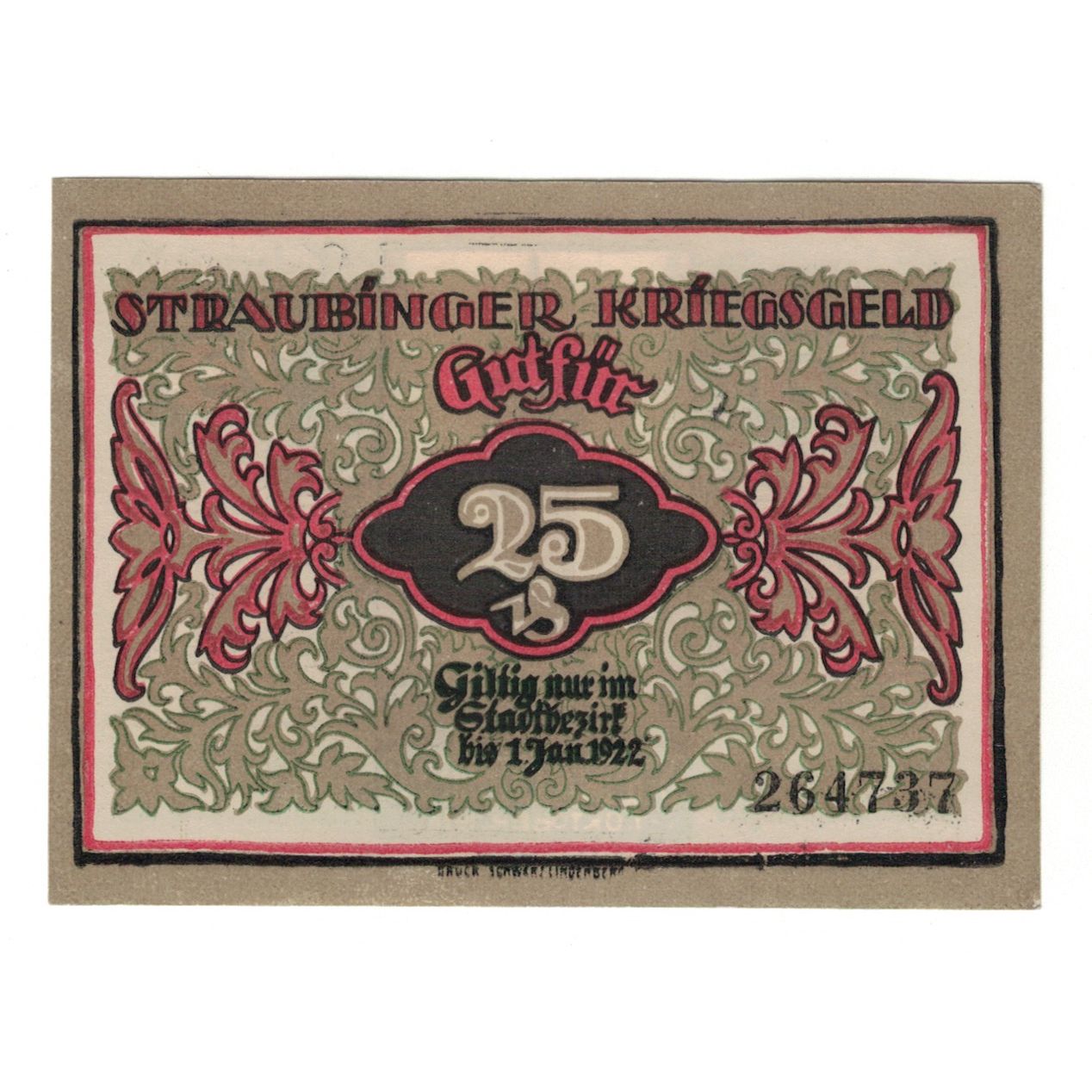 Banknote, Germany, Straubing Stadt, 25 Pfennig, valeur faciale, 1921