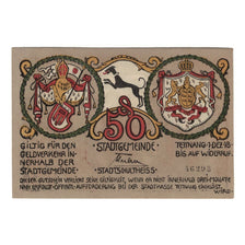Banknote, Germany, Tettnang Stadt, 50 Pfennig, personnage, 1918, 1918-12-01