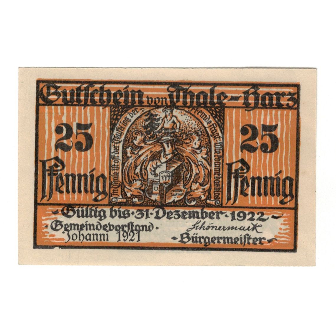 Banknote, Germany, Thale a.Harz Stadt, 25 Pfennig, personnage, 1922, 1922-12-31