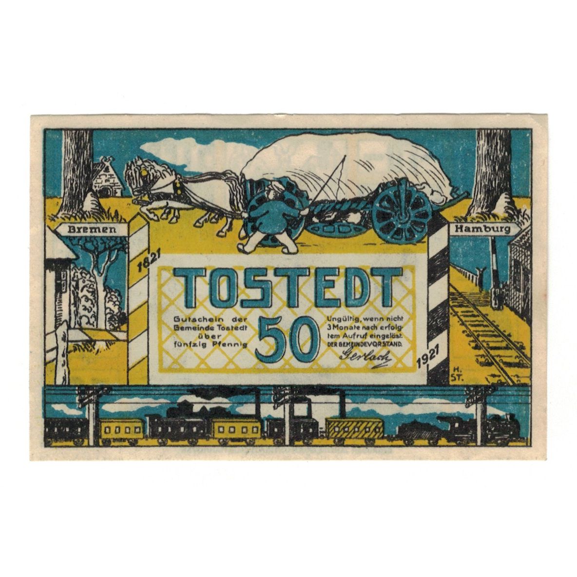 Banknote, Germany, Tostedt Gemeinde, 50 Pfennig, personnage, 1921, AU(55-58)