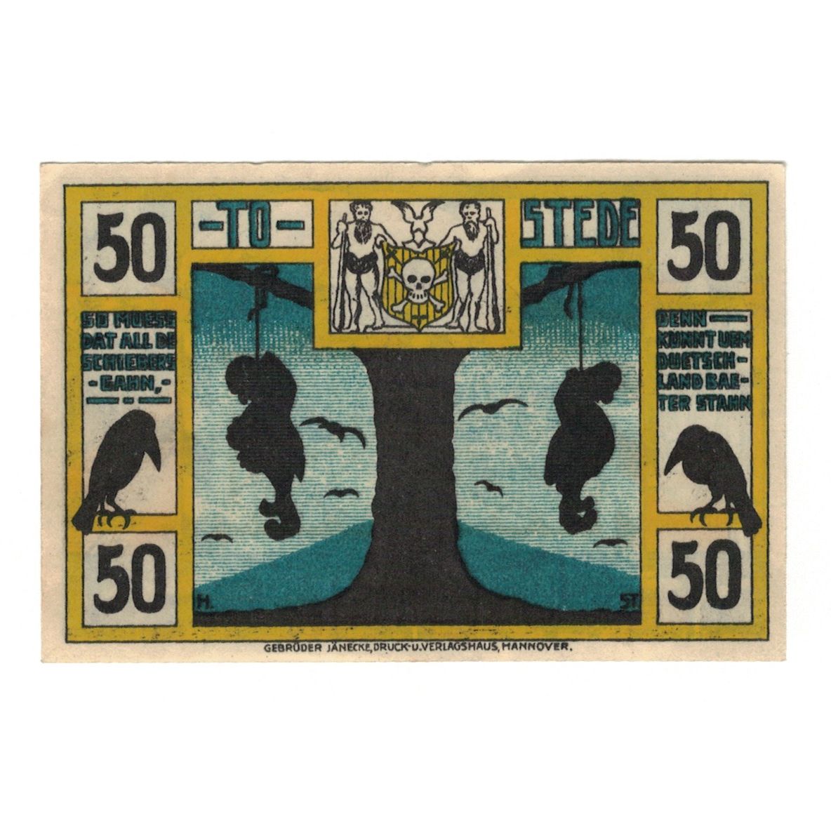 Banknote, Germany, Tostedt Gemeinde, 50 Pfennig, personnage, 1921, AU(55-58)
