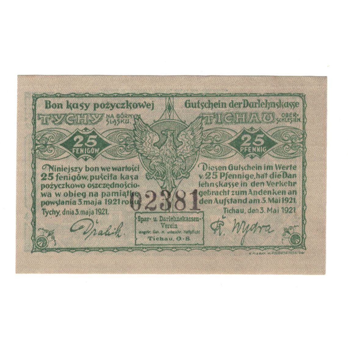 Banknote, Germany, Tichau Spar und Darlehenskassen-Verein, 25 Pfennig
