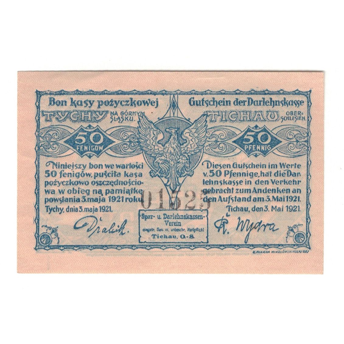 Banconote, Germania, Tichau Spar und Darlehenskassen-Verein, 50 Pfennig