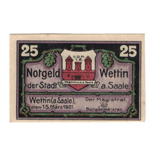 Banknote, Germany, Wettin Stadt, 25 Pfennig, Batiment, 1921, 1921-03-15