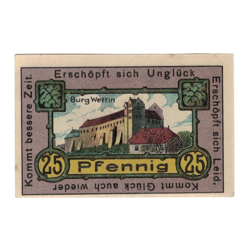 Banknote, Germany, Wettin Stadt, 25 Pfennig, Batiment, 1921, 1921-03-15