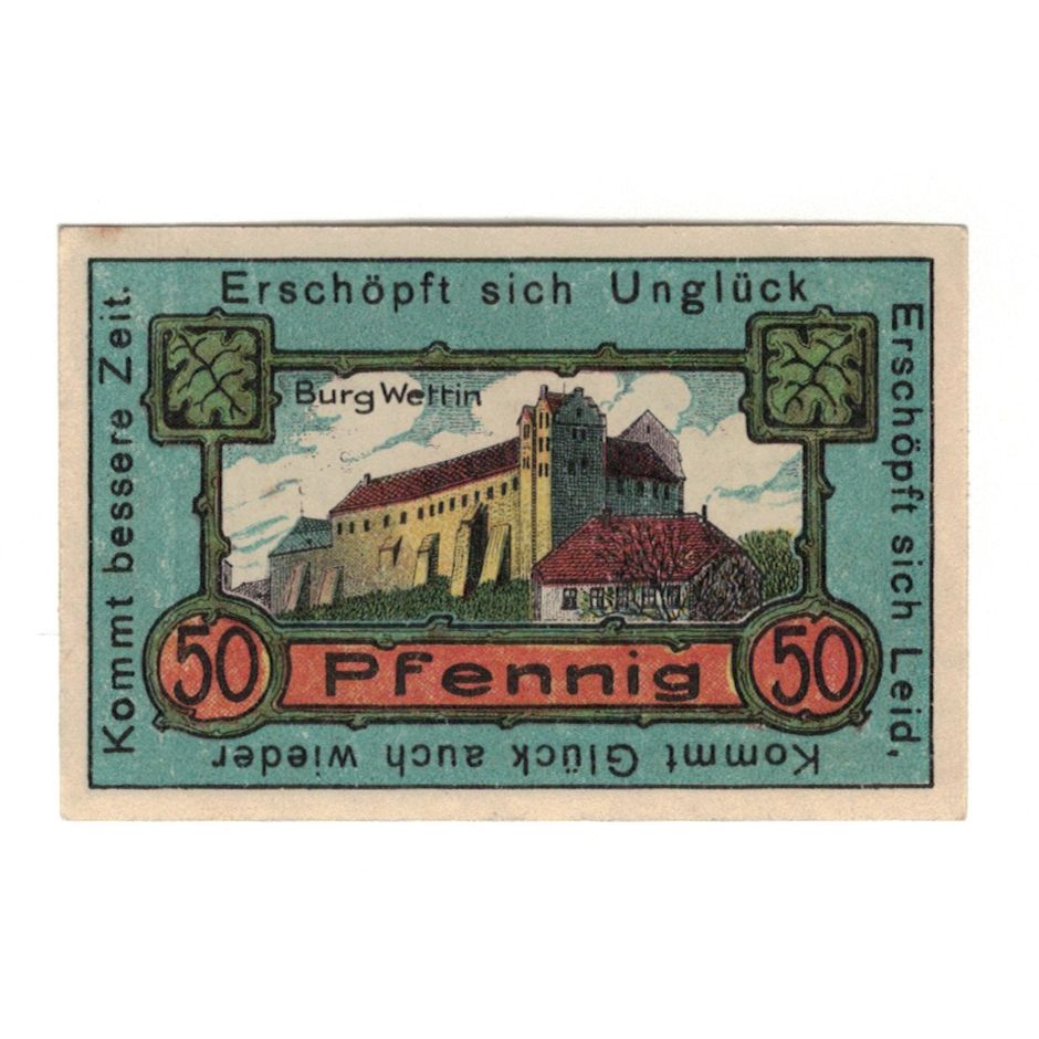 Banknote, Germany, Wettin Stadt, 50 Pfennig, Batiment, 1921, 1921-03-15