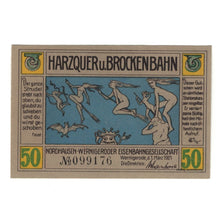 Banknote, Germany, Wernigerode Nordhausen-Wernigeroder Eisenbahngesellschaft, 50