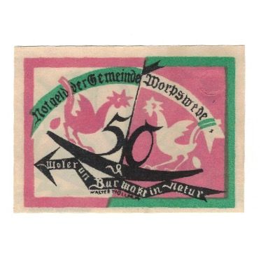 Banknote, Germany, Worpswede Gemeinde, 50 Pfennig, coq, undated (1921)