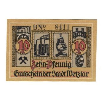 Banknote, Germany, Wetzlar Stadt, 10 Pfennig, Microscope, 1920, 1920-05-01