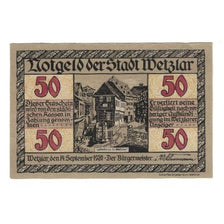 Billet, Allemagne, Wetzlar Stadt, 50 Pfennig, personnage, 1920, 1920-05-01, SUP